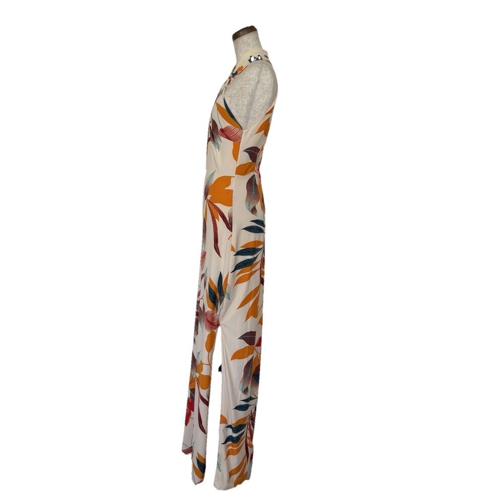 Rachel Rachel Roy Women Beige Floral Maxi Dress High Neck Sleeveless Size M - Picture 5 of 9